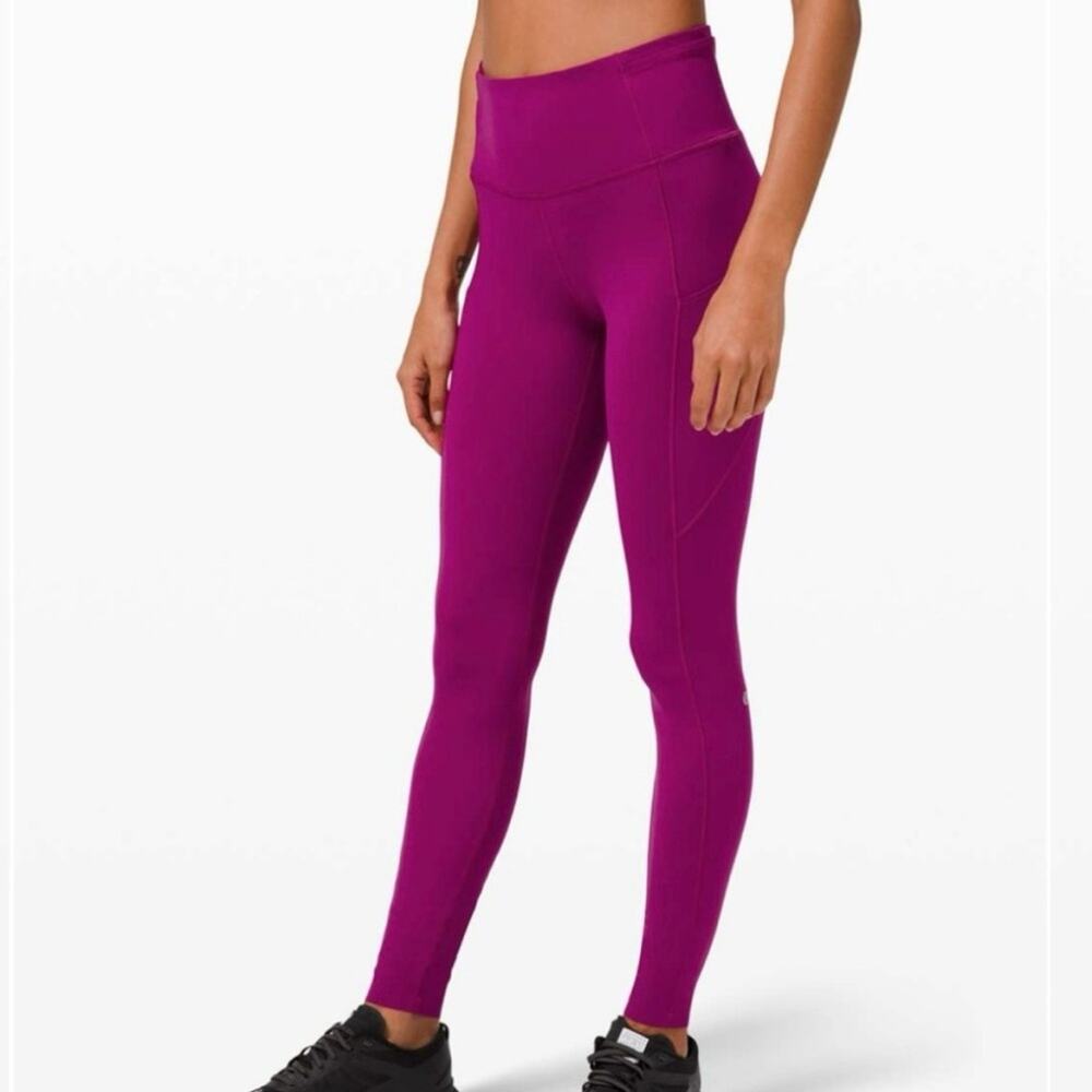 LULULEMON Deep Fuschia Fast Free Active Workout Gym Yoga Leggings‎ Size 14